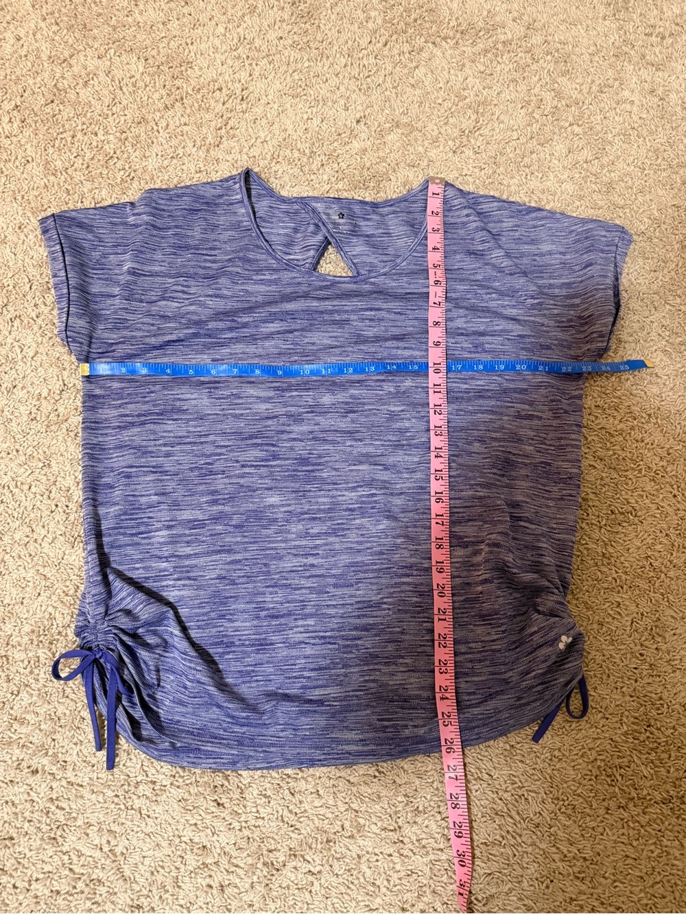 Tuff Athletics Purple Heather Short Sleeve Tee with Side Ties - Picture 7 of 8
